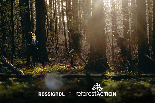 People running in the woods